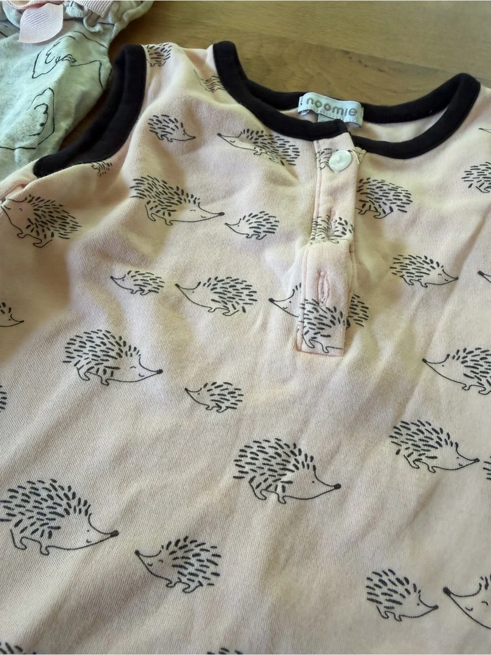 Set of 3 Pink and Gray Rompers for Baby Girls featuring Swans and Hedgehogs